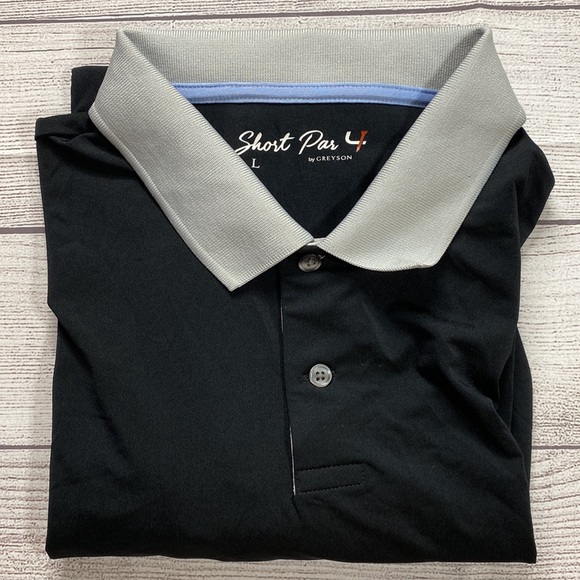 Short Par 4 By Greyson Golf Polo Black Short Sleeve Shirt - Size: L - Picture 8 of 8